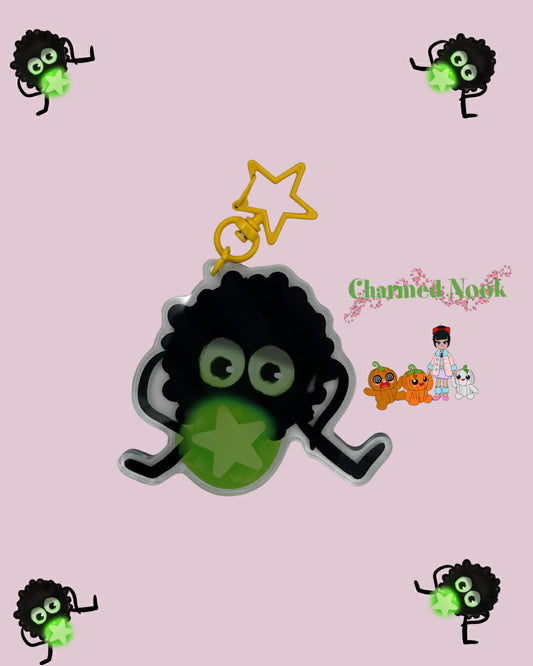 B-Grade Green Soot Sprites Acrylic Keychain – Double-Sided (3.5" / 88.9mm)