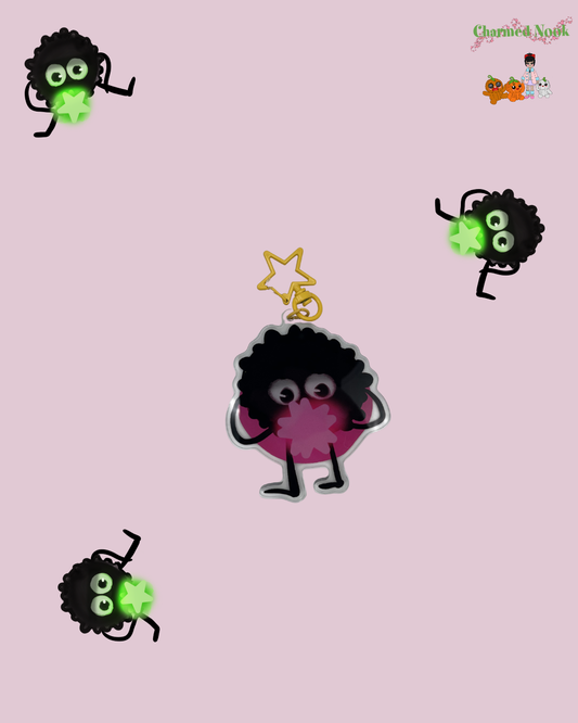 B-Grade Pink Soot Sprites Acrylic Keychain – Double-Sided (3.5" / 88.9mm)